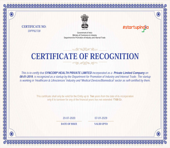 Syncorp Health Certificates